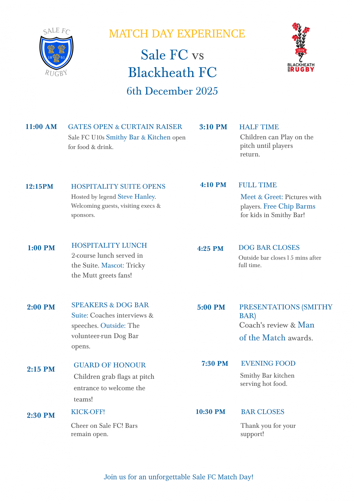 A3 Match Day Experience Sale vs Blackheasth 2