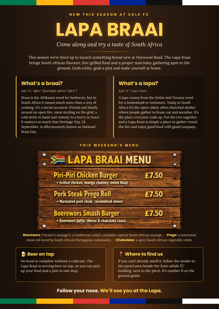 lapa braai Menu